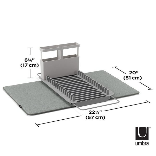 Umbra UDry Over the Sink Dish Rack with Dry Mat Charcoal Carousel 5