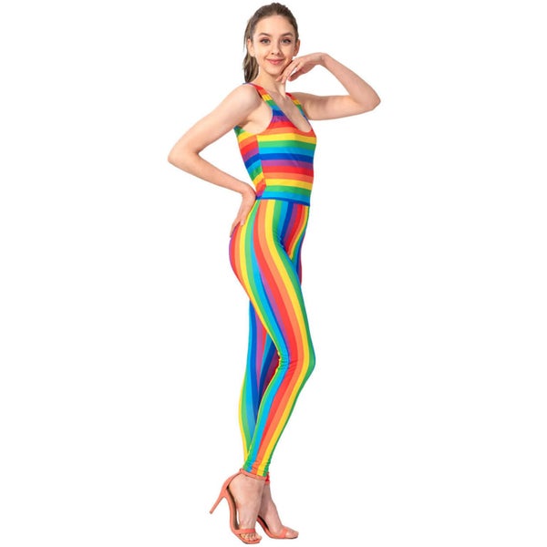 Adult Unisex Rainbow Stripe Unitard Mardi Gras LGBT LGBTQ Pride Gay Carousel 2