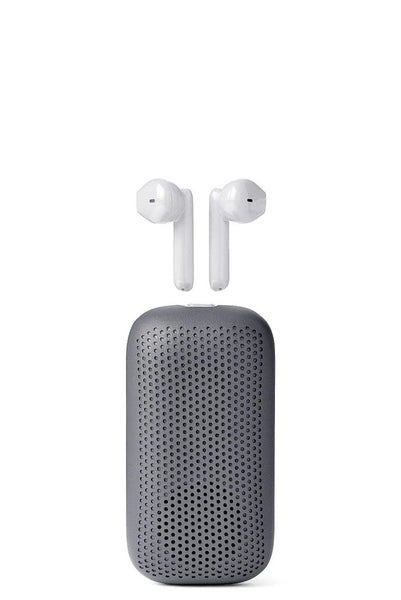 Lexon Softpower Speakerbuds 2-in-1 Wireless Earbuds & Bluetooth Speaker Grey Carousel 1