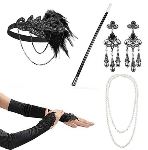 Flapper Accessories 1920s Gatsby Party Womens Costume Dress Set B0263BK0 Carousel 2
