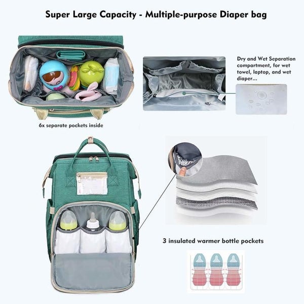 Baby Cot Travel Bassinet Nappy Bag Backpack E0414GN0 Carousel 18