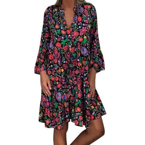 Shirt Dress Floral Dresses Boho Womens Clothing Size 22 J2119MZ8 Carousel 1