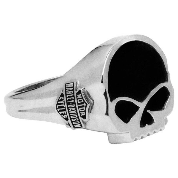 hdr0458 Harley-Davidson Mens Black Onyx Willie G Skull Ring Sterling Silver H... Carousel 4