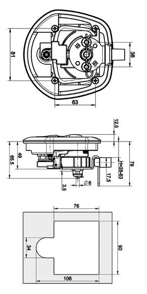 T Handle Whale Tail Lock Black/Chrome version Carousel 2