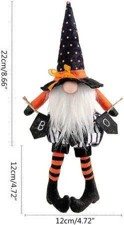 2PCS Halloween Witch Gnomes Plush w/Broom for Tier Tray Decor Carousel 2