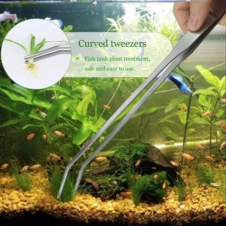 2 Pcs Feeding Tongs,Aquarium Tweezers Stainless Steel Straight and Curved Tweeze Carousel 1