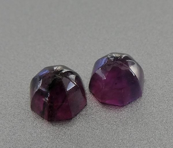 0.95CT UNHEATED ROSE CUT 100% NATURAL PURPLISH RED RUBY PAIR Carousel 1