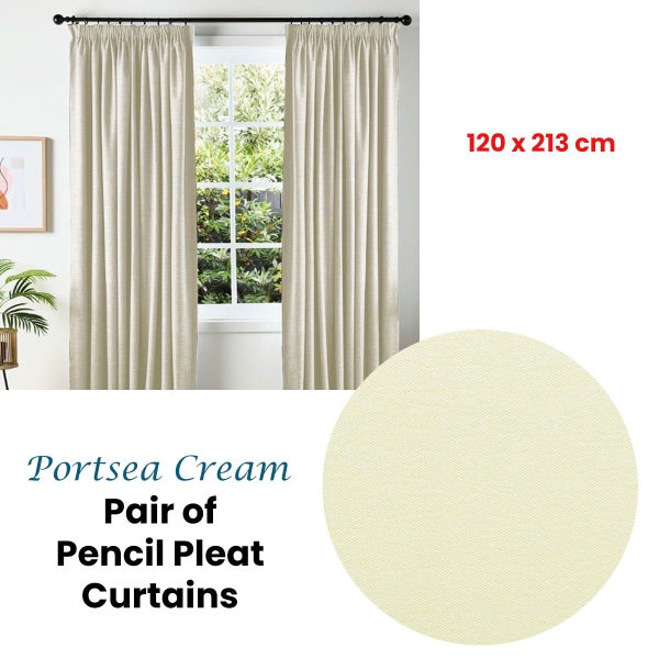 Caprice Pair of Portsea Cream Coated Pencil Pleat Sunout Curtains 120 x 213 cm Carousel 2