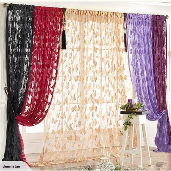 1*2M Butterfly Pattern Tassel String Curtain-White 3610521 Carousel 2