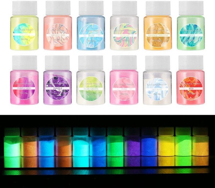 12pcs Glow In Dark Luminous Nail Glitter Powder Epoxy Resin Pigment Dye I1411MZ0 Carousel 2