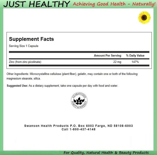ZINC PICOLINATE HIGH ABSORPTION - 120 CAPS 22 mg Carousel 2