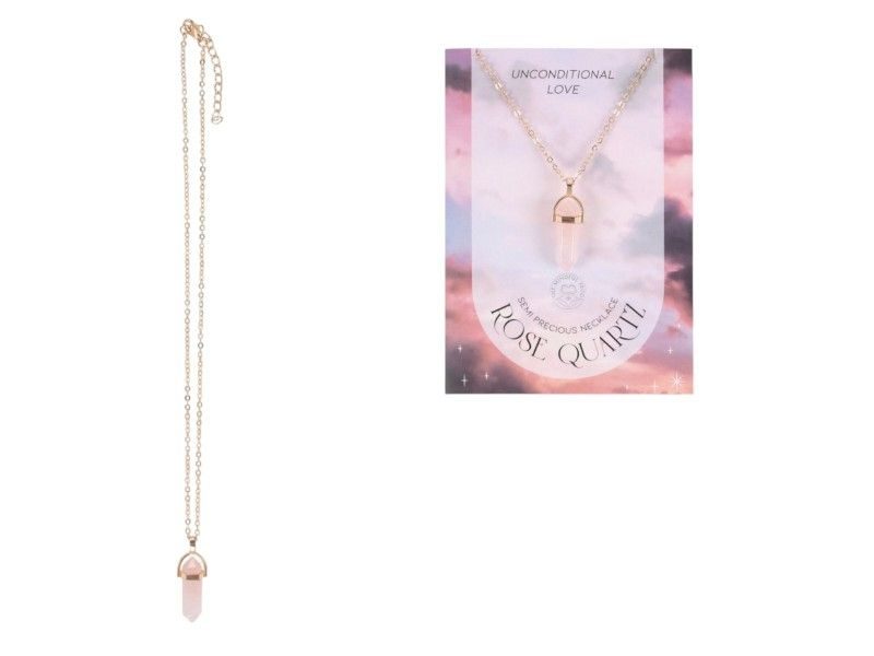Rose Quartz Crystal Necklace - Pack of 6 Carousel 1