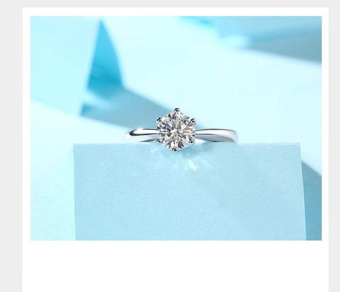 SALE: 1ct Moissanite Engagement Diamond Ring S925 Silver 18K White Gold Plated Carousel 2