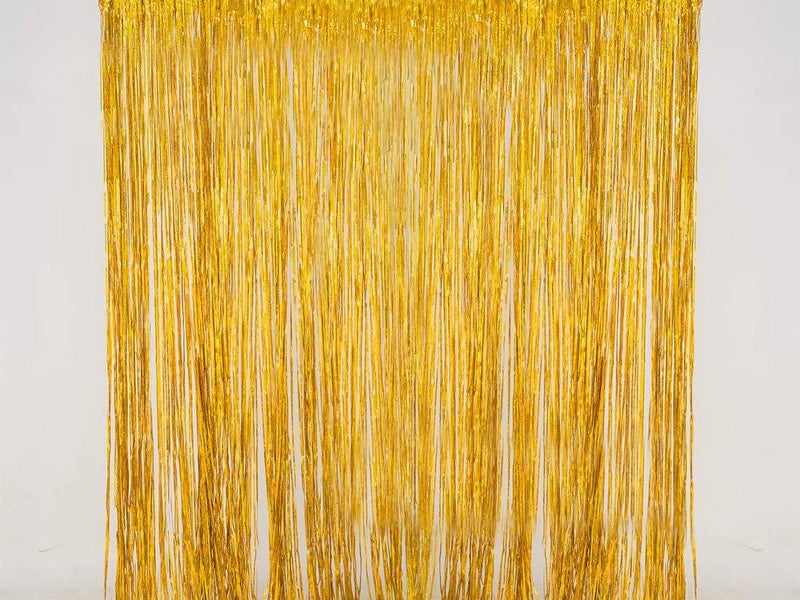 2Pcs Fringe Curtain PET Curtain Backdrop Streamers Party Decorations Gold Carousel 2