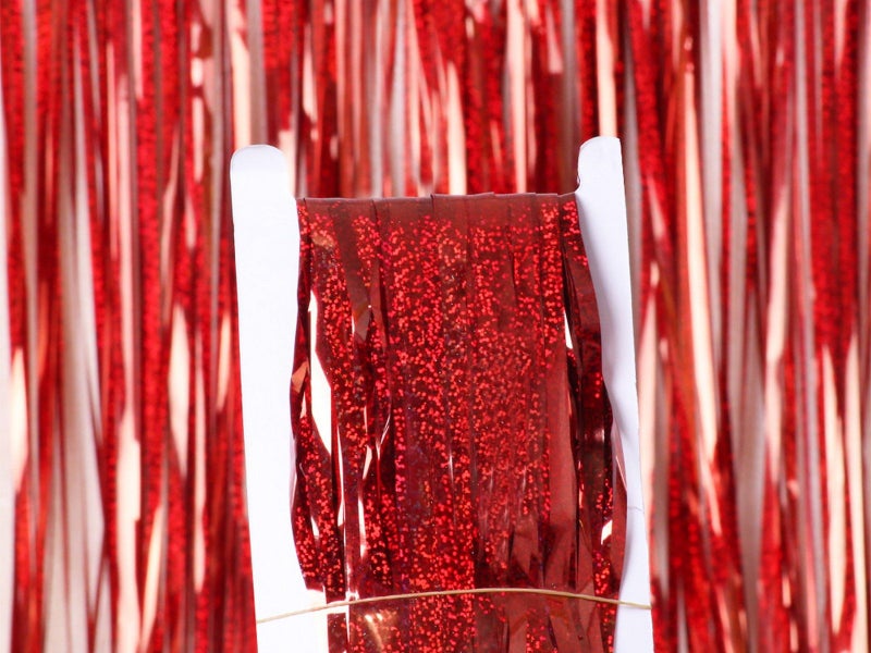 2 X Metallic Fringe Tinsel Curtain Red Backdrop Door Streamers Party Decorations Carousel 2