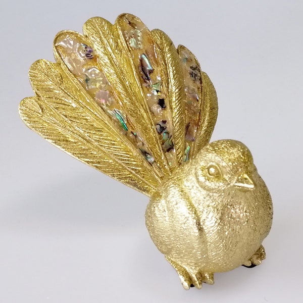 Gold-look Resin Fantail with Paua Highlights62995968688002111