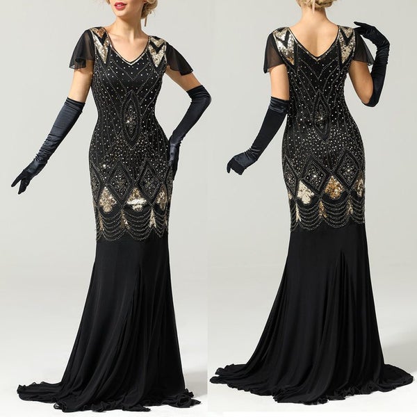Maxi Ball Dress 1920s Flapper Gatsby Cocktail Dresses Size 14 J2155BK5 Carousel 1