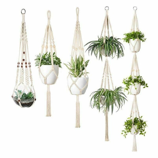 5pcs Macrame Plant Hanger Cotton Rope Hanging Planter Baskets I1742BG0 Carousel 2
