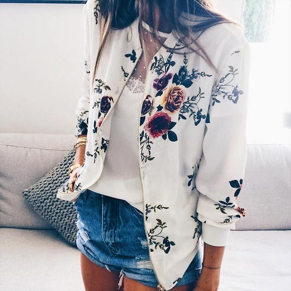 Floral Bomber Jacket Womens Clothing Size 16 D0588WT6 Carousel 1