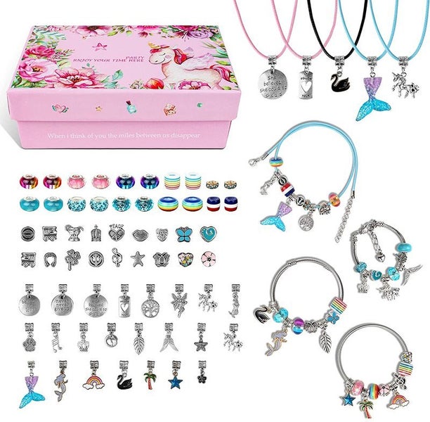 Charm Bracelet Making Kit DIY Jewellery Beads Unicorn Mermaid Necklace I1319MZ0 Carousel 1