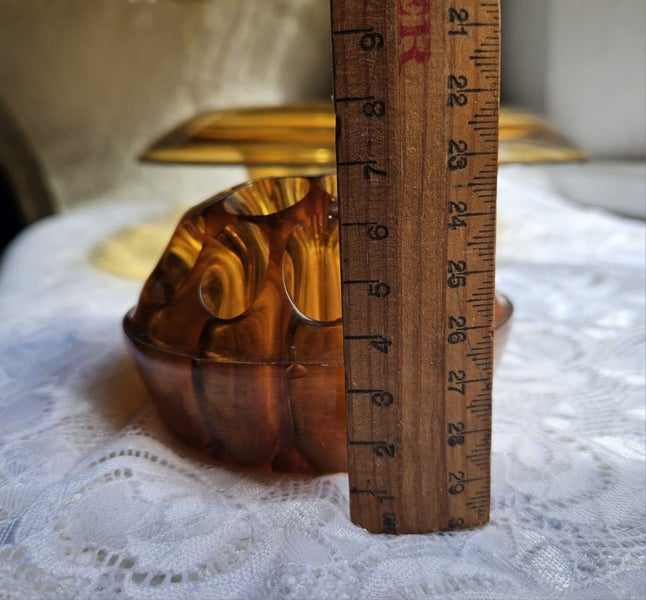 Art Deco Amber Glass Vase & Frog Carousel 2