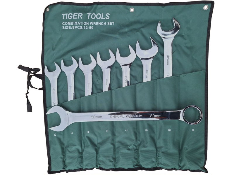 WRENCHES **GIANT 8PC CHROME VANADIUM COMBINATION, 32-50MM ** OPEN HEAD AND RING Carousel 1