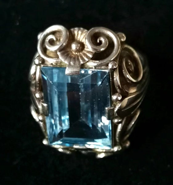 Vintage Art Deco Germany Floral Silver Ring Carousel 2