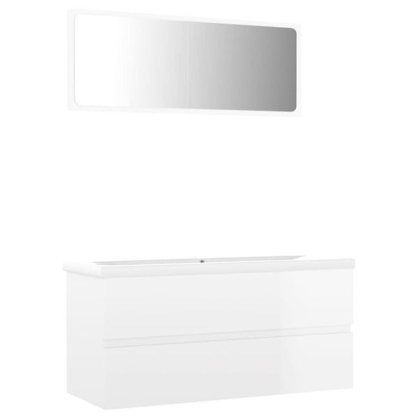 Bathroom Furniture Set Glossy Look White Chipboard Tbiolon Carousel 2