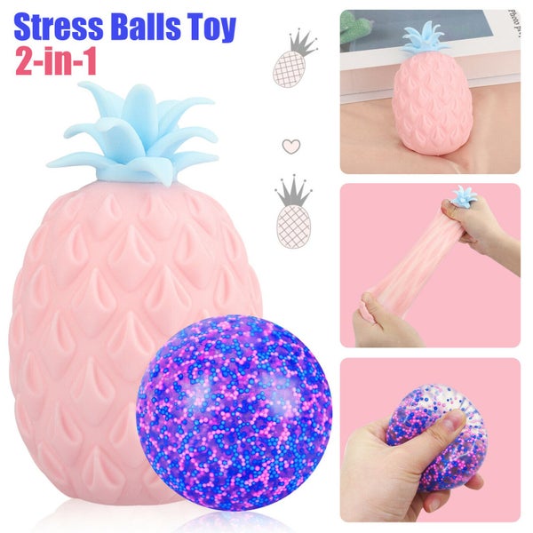 Sensory Fidget Toy 3D Pineapple Squeeze Ball Stress Reliever Autism Anxiety 2PCS Carousel 1
