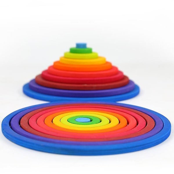 WoodenRainbow Circle Stacking Toys Nordic Style Jenga Educational Toys Carousel 1