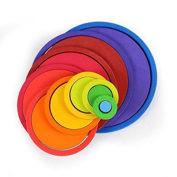 WoodenRainbow Circle Stacking Toys Nordic Style Jenga Educational Toys Carousel 2