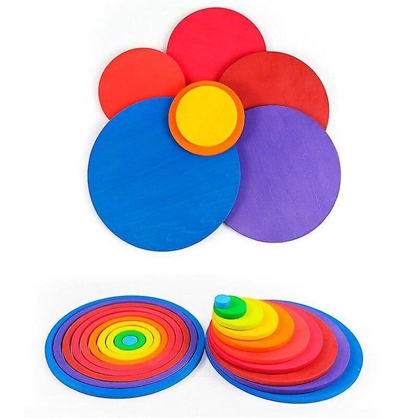 WoodenRainbow Circle Stacking Toys Nordic Style Jenga Educational Toys Carousel 5