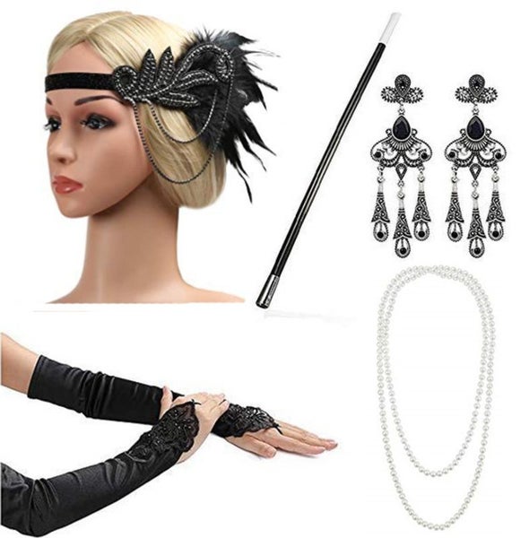 Flapper Accessories 1920s Gatsby Party Womens Costume Dress Set B0263BK0 Carousel 1
