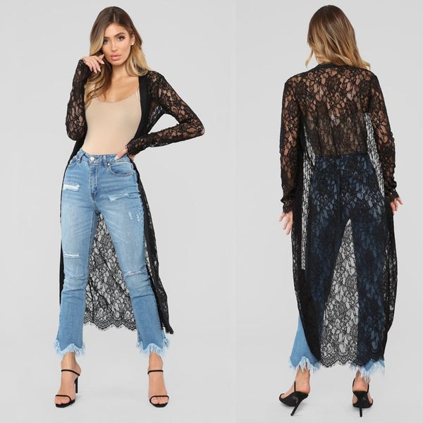 Lace Cardigan Kimono Womens Clothing Size 22 L1725BK6 Carousel 2