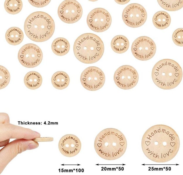 100pcs Wooden Buttons Handmade with Love 25mm I1675DC3 Carousel 2