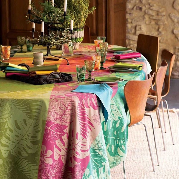 Garnier-Thiebaut Mille Palma Pop Tablecloth 175x175cm Carousel 2