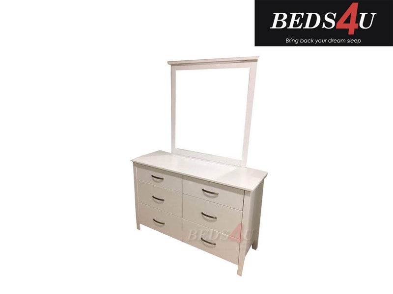 Sale!! NZ Pine Dressing Table With Mirror (White) Carousel 1