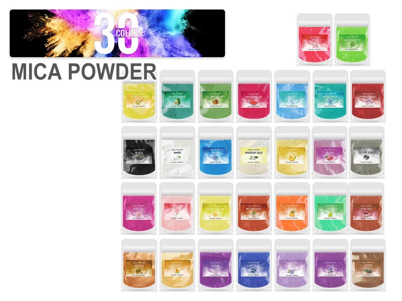30 Colours Mica Pigment Powder for Epoxy Resin, Soap Making, Nails Arts (A02) Carousel 1