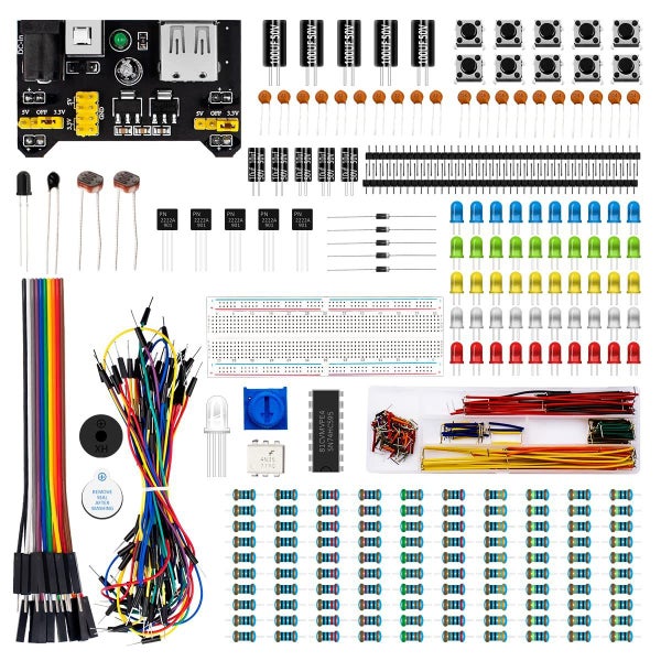 Electronic Component Basic Starter Kit, Electronic Fun Kit for Arduino R3 Carousel 1