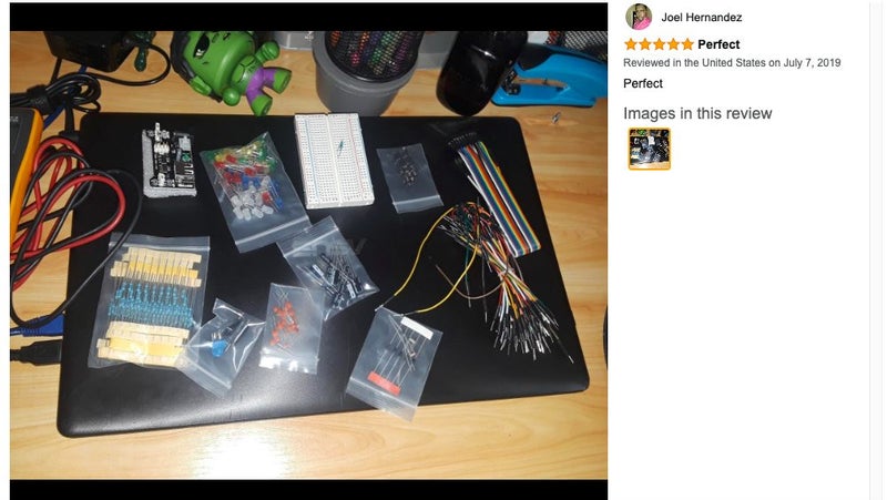 Electronic Component Basic Starter Kit w/Power Supply, Jumper Wires, Resistors63655005354243113