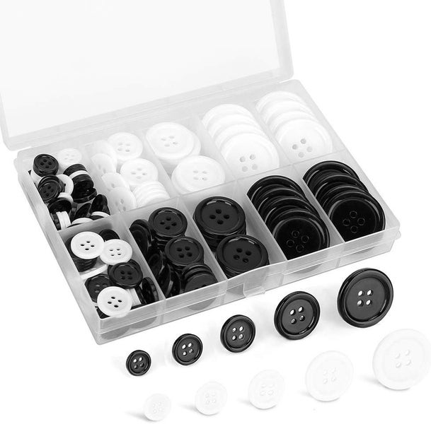 160 Pcs Mixed Sewing Buttons, Black White Buttons for Crafts Carousel 1