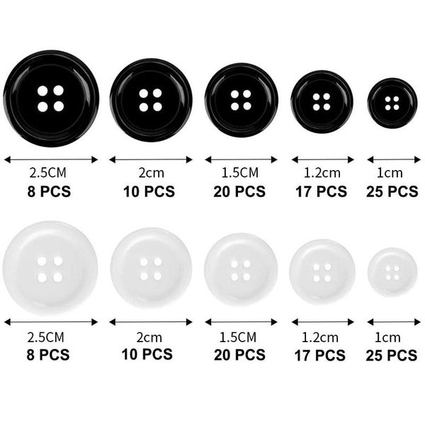 160 Pcs Mixed Sewing Buttons, Black White Buttons for Crafts Carousel 2