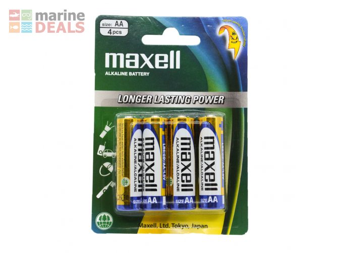 Maxell AA Alkaline Battery 4-Pack Carousel 1