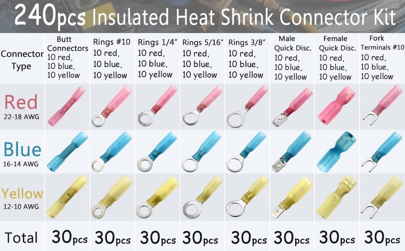 New 240pcs Heat Shrink Wire Connectors Sale Sale Carousel 2