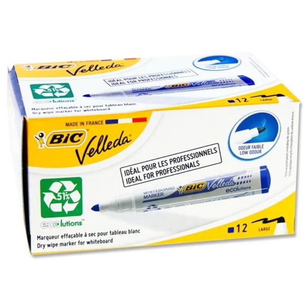 BIC Velleda ECOlutions Blue Whiteboard Marker Bullet Tip x 12's pack (1701 06) Carousel 1