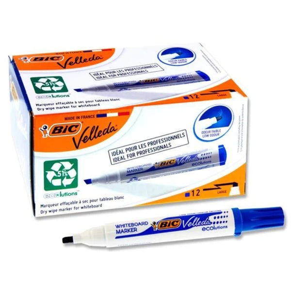 BIC Velleda ECOlutions Blue Whiteboard Marker Chisel Tip x 12's pack (1751 06) Carousel 1