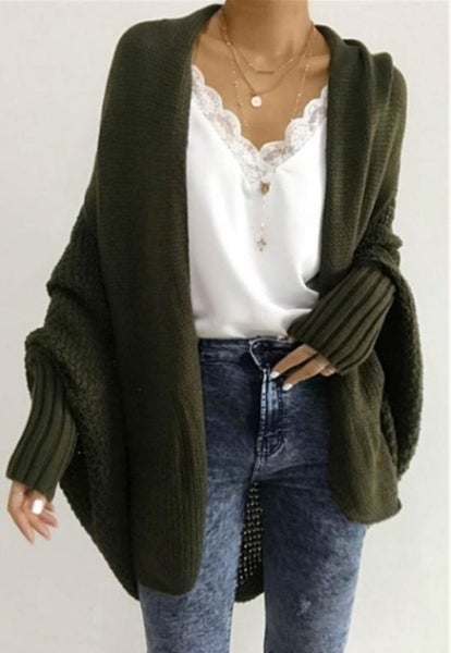 Kimono Cardigan Knitted Sweater Womens Clothing Size 14 D0638GN4 Carousel 1