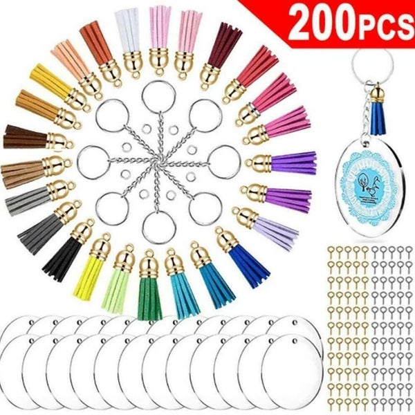 Acrylic Circle Discs Keychain Blanks Vinyl Making Kit I1285GD0 Carousel 1