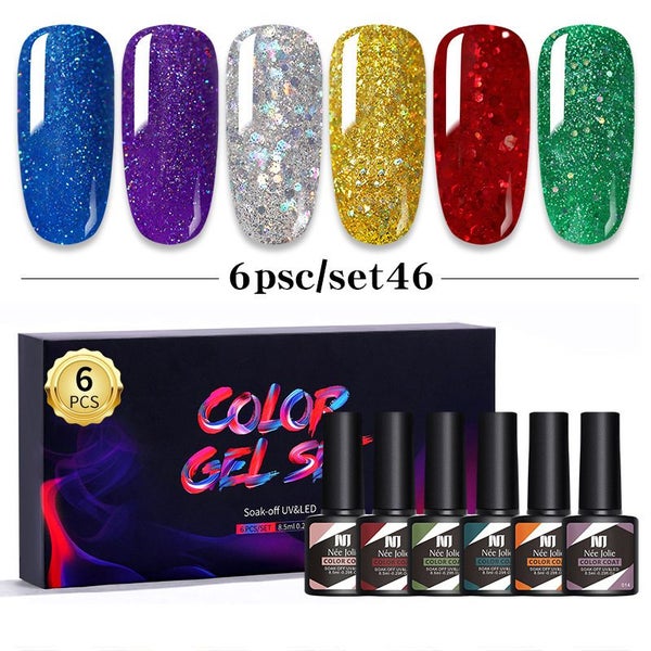 Nail Gel Polish Set 6 Bottles Manicure UV Soak Off Color Coat Gels I1456FS0 Carousel 7