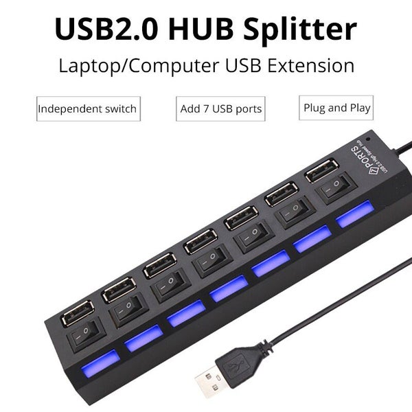 Switch Extension Hub 7-port USB2.0 Hub Computer USB Extension Hub One Carousel 2